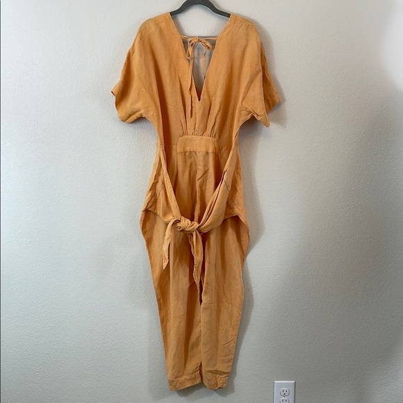 Free People Linen Blend Orange Jumpsuit XS - Picture 8 of 14